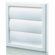 White Blauberg plastic vented gravity shutter air ventilation grille with 100mm duct connection