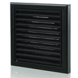 Blauberg Plastic Vented black 150mm fixed blade air ventilation louvred grille with insect screen for external wall or roof mounting