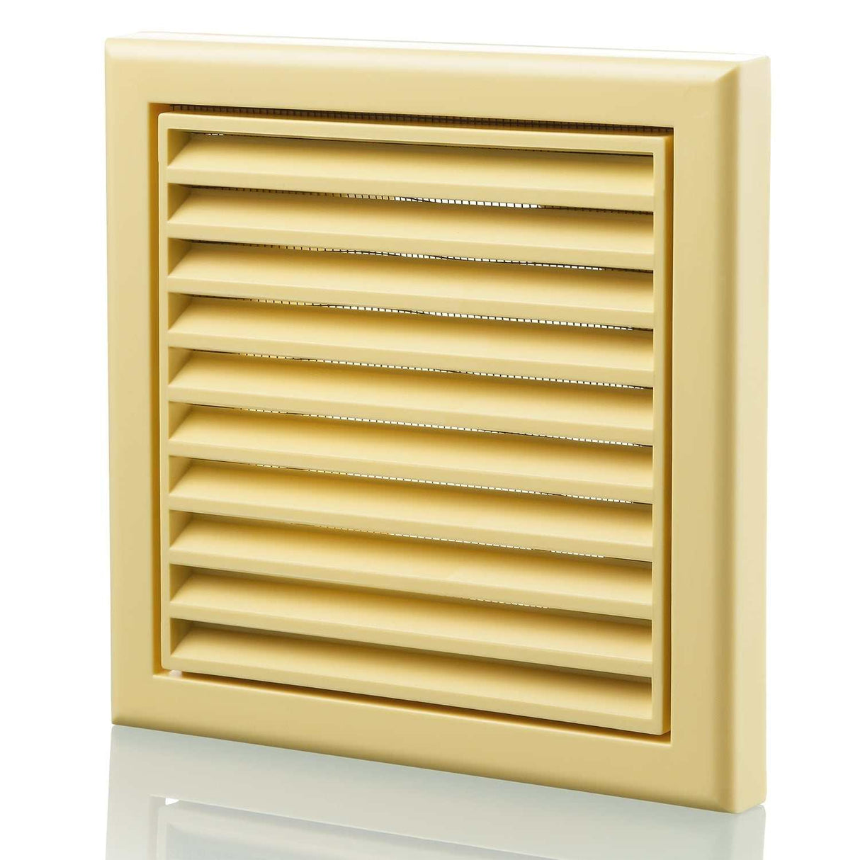 Blauberg plastic vented fixed blade air ventilation grille in cotswold stone, 125mm diameter with insect mesh and removable core