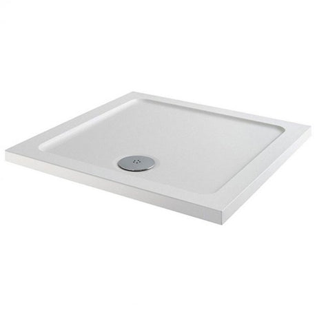 MX Elements Flat Top Square Anti-Slip Shower Tray with Waste 900mm x 900mm - White - ASSCO
