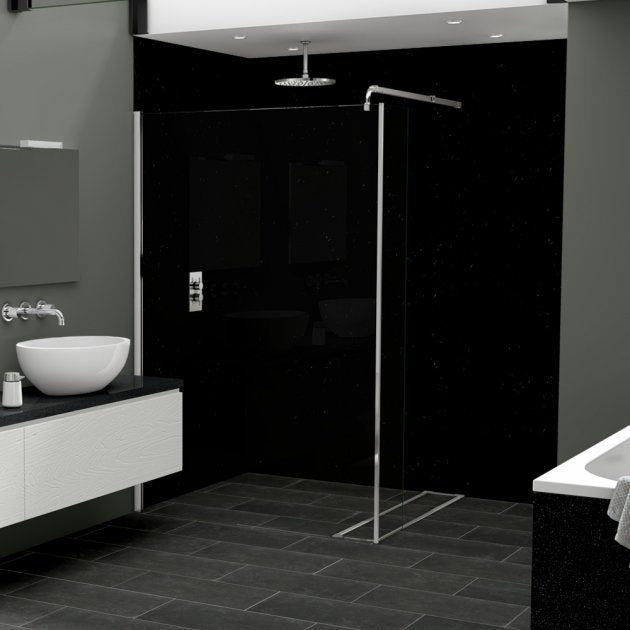Nuance Postformed Polyurethane Marble Noir Wall Panel 2420mm High X 1200mm Wide - Gloss Black - 813024