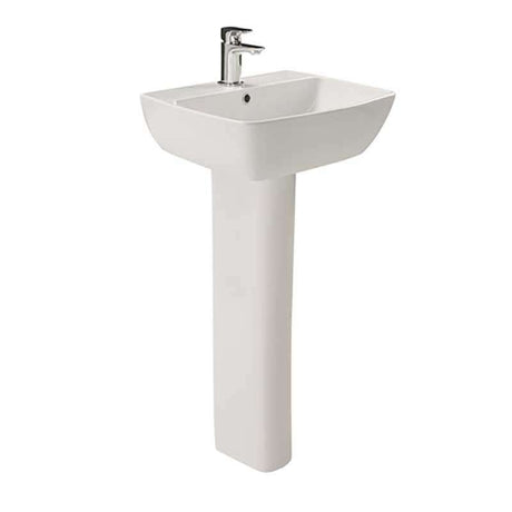 Britton My Home white 50cm basin with one tap hole and pedestal, glossy vitreous china finish