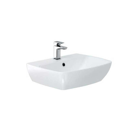 Britton My Home 55cm white vitreous china basin with one tap hole and overflow, smooth surface, contemporary design
