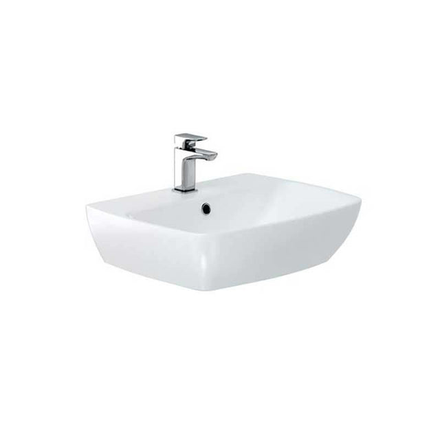 Britton My Home 55cm white vitreous china basin with one tap hole and overflow, smooth surface, contemporary design
