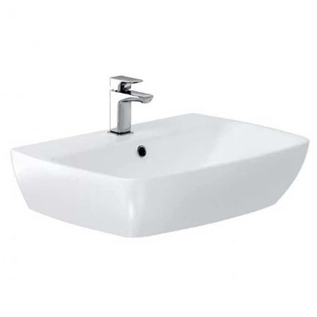 Britton My Home 60cm white basin with one tap hole and overflow, wall-mounted or pedestal option, vitreous china finish