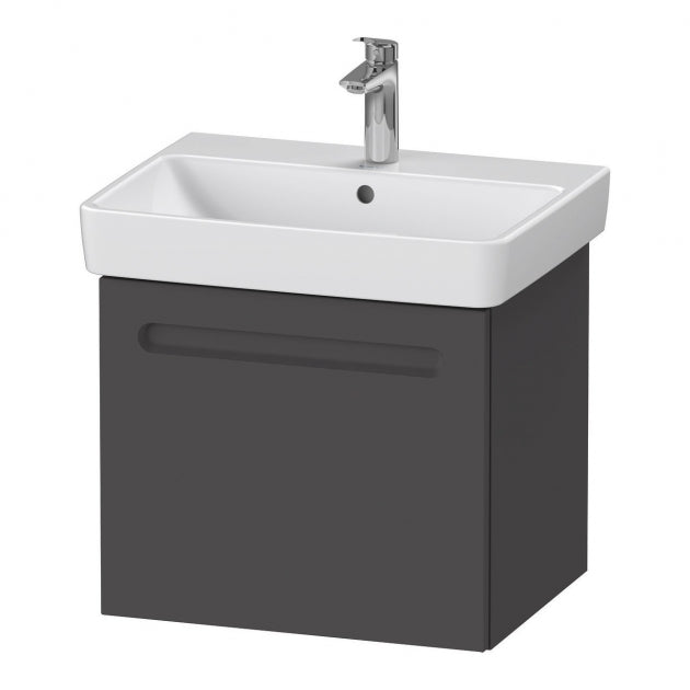 Duravit No.1 Wall Hung 1Drawer Vanity Unit 600mm Wide - Matt Graphite - N14281049490000