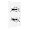 Chrome recessed dual control thermostatic shower valve with dual temperature and flow knobs