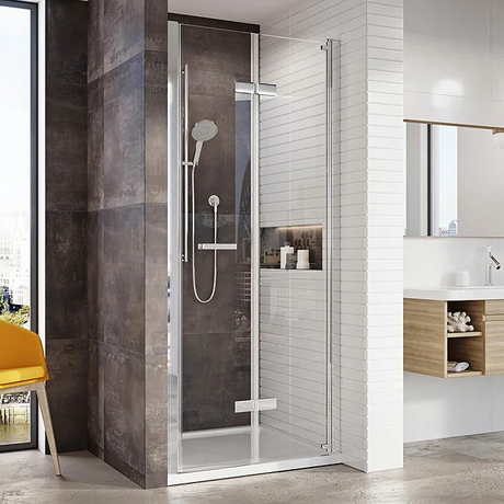 Roman Innov8 Bi-fold Silver 800mm x 1967mm Alcove Shower Door - N2V813S