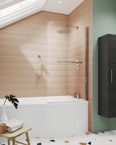 Nuie Curved Bath Screens Polished Chrome Contemporary B-Bath Screen wi