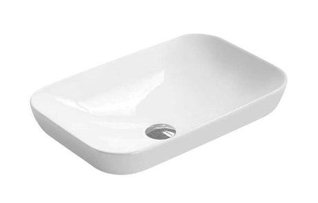 Hudson Reed Vessel white rectangular 520mm countertop basin with zero tap hole
