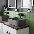 Nuie Square Sit-On Vessels matt grey square countertop basin with modern design