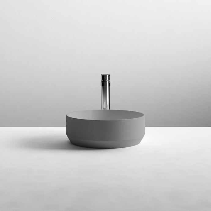 Nuie Round Sit-On Vessels matt grey round ceramic countertop bathroom basin 350mm wide