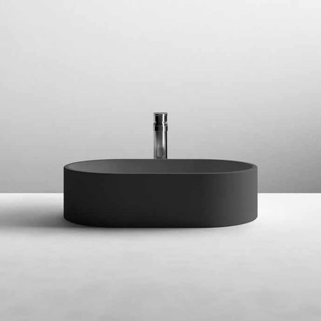 Nuie Oval Sit-On Vessels matt black oval countertop basin 565mm wide
