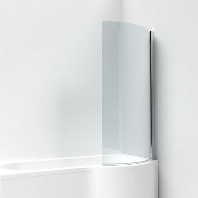 Nuie Curved Bath Screens Polished Chrome Contemporary P-Bath Screen - 