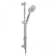Vado Nebula Slide Rail shower kit with round 3-function rub-clean handset, push-button control, 600mm slide rail, and 150cm hose in chrome finish