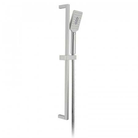 Vado Nebula Square chrome 700mm slide rail shower kit with 3-function handheld showerhead
