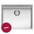 Reginox Elite Integrated New York 50x40 stainless steel kitchen sink with matt inox finish and basket waste, suitable for inset, integrated, or undermount installation