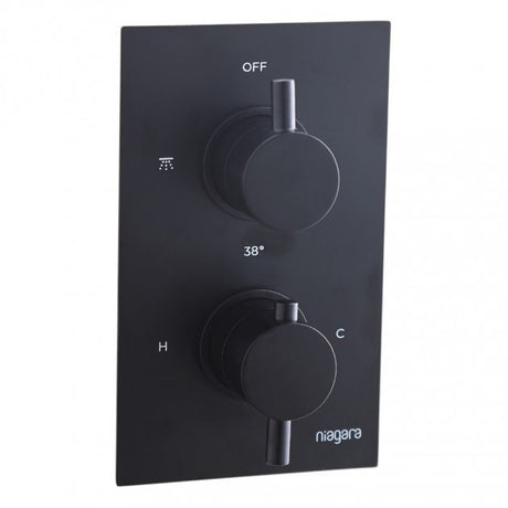Niagara Equate Round Concealed Twin Thermostatic Shower Valve Only In Matt Black - 9312BL