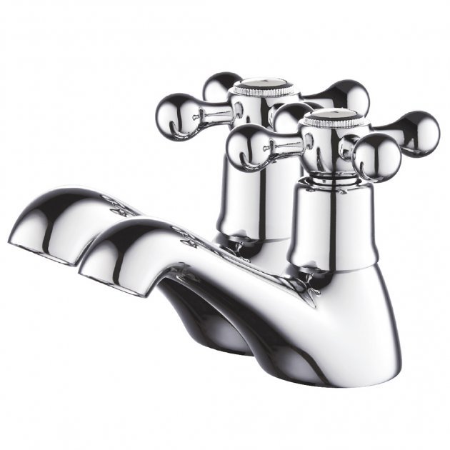 Niagara Kingsbury Pair Of Traditional Basin Pillar Taps In Chrome - 9125