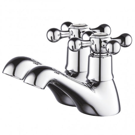Niagara Kingsbury Pair Of Traditional Basin Pillar Taps In Chrome - 9125