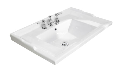 Hudson Reed Old London Traditional Basin 3 Tap Hole 600mm - White - NLV033