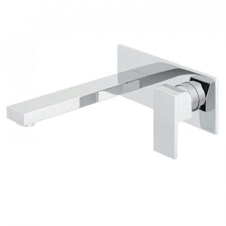 Vado Notion 2 Hole Basin Mixer wall mounted single lever with 220mm spout and rectangular back plate in chrome finish