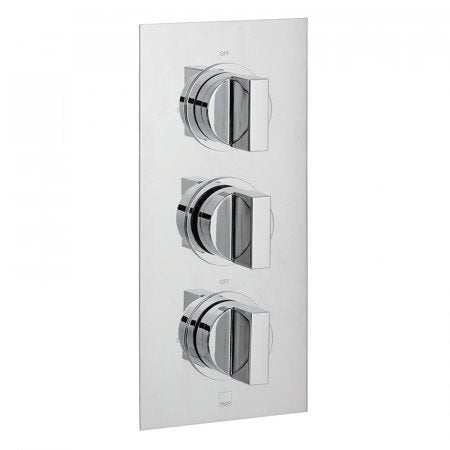 Vado Notion 2 Outlet chrome thermostatic shower valve with three handles wall mounted