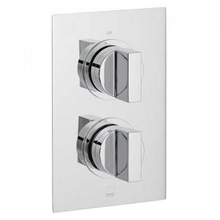 Vado Notion 1 Outlet chrome concealed thermostatic shower valve with two handles wall mounted