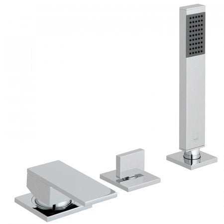 Vado Notion 3 Hole chrome bath shower mixer single lever deck mounted without spout with bath filler waste and overflow