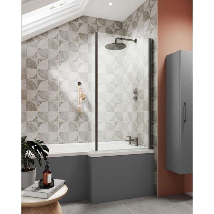 Nuie Shower Baths White Contemporary Left Hand Square Bath 1700mm - WBS1785L
