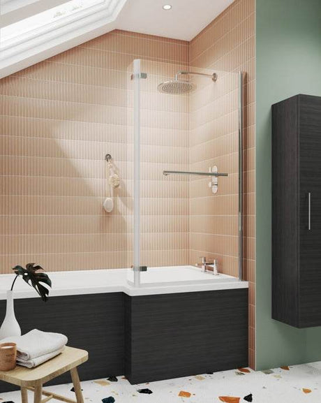 Nuie Bath Screens Polished Chrome Contemporary Quattro Screen Hinged W