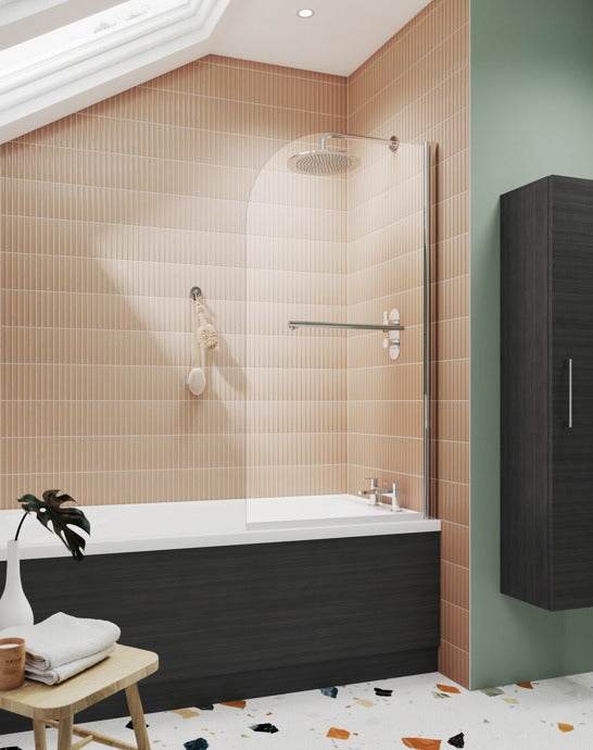 Nuie Bath Screens Polished Chrome Contemporary Straight Screen With Ra