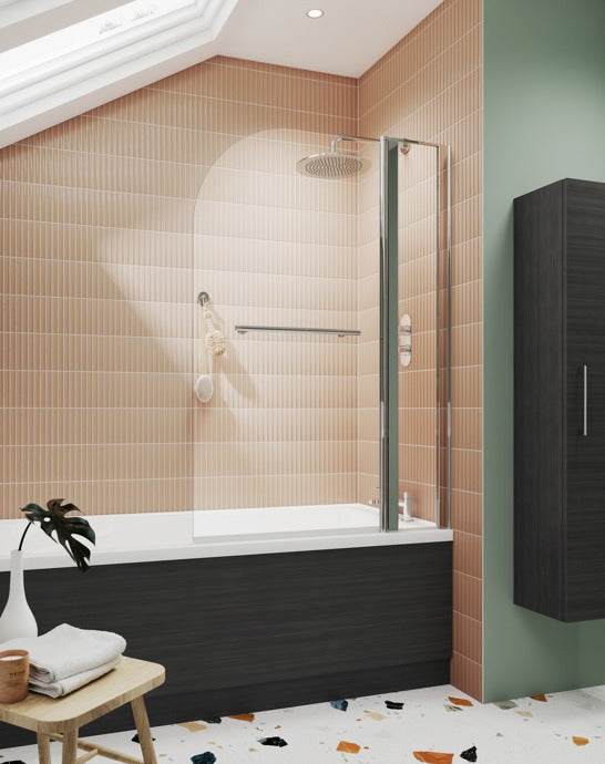 Nuie Bath Screens Polished Chrome Contemporary Straight Screen Fixed P
