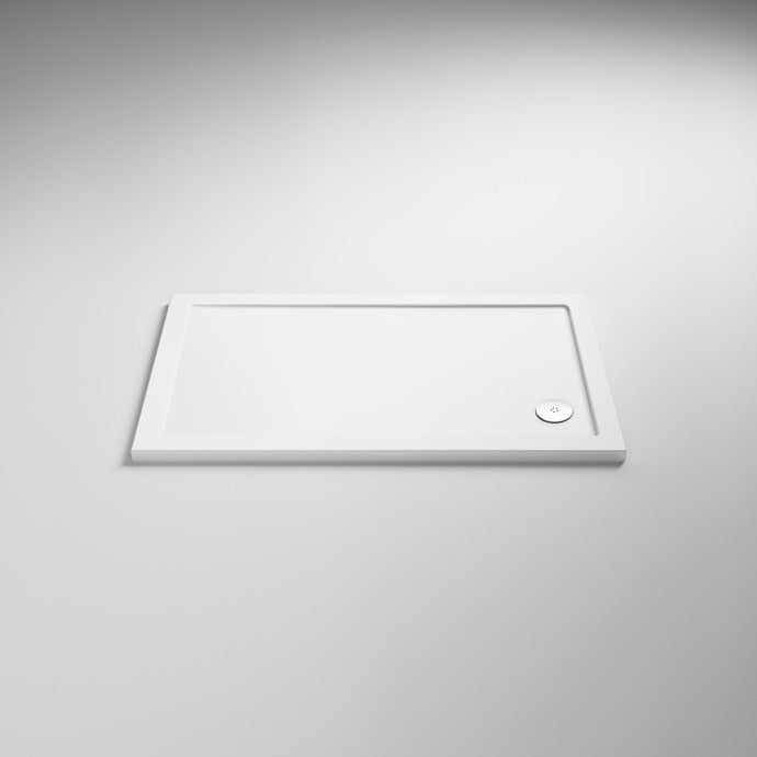 White Nuie Shower Trays contemporary rectangular stone resin shower tray 1100x900mm with flat-top surface and modern design