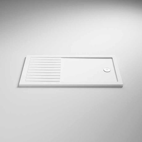 Nuie rectangular white shower walk-in tray 1400mm x 800mm with fast drain and sleek design