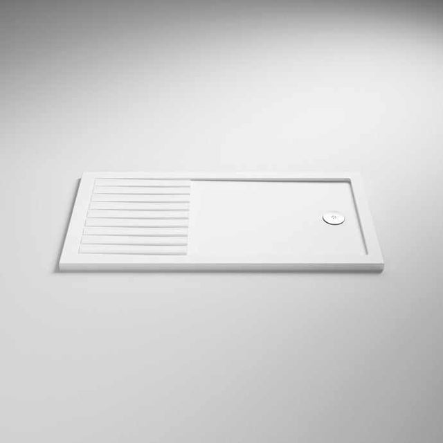 Nuie rectangular white shower walk-in tray 1400mm x 800mm with fast drain and sleek design