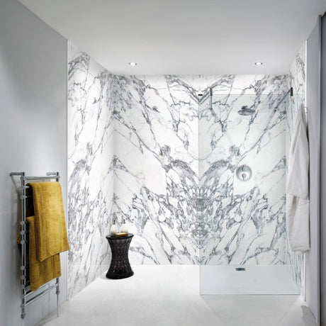 Nuance Acrylic Carrara Marble Slab Panel B Wall Panel 2420mm High X 1220mm Wide - Gloss - 812003
