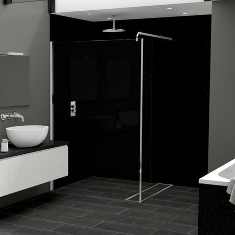 Nuance Finishing Modern Postformed Marble Noir Wall Panel 2420mm High X 160mm Wide - Gloss - Black - 816094