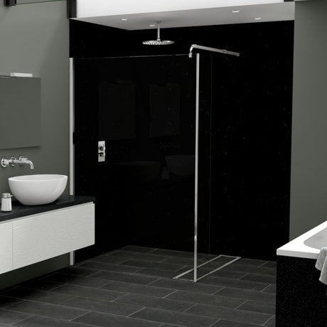 Nuance Tongue & Groove Wall Panel 2420mm H X 1200mm W - Marble Noir Gloss - 817107