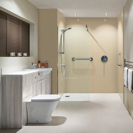 Nuance Finishing Modern Postformed Riven Classic Travertine Wall Panel 2420mm High X 160mm Wide - Brown - 816414