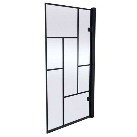 Nuie Abstract Black Hinged 8mm Glass Bath Screen 1520mm Height x 830mm Wide - NSSQ7BB