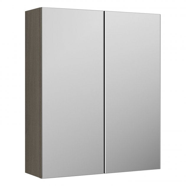 Nuie Arno 715mm High x 600mm Wide Mirrored Bathroom Cabinet (50/50) - Grey Vicenza Oak - OFF2517