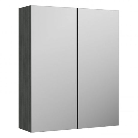 Nuie Arno 715mm High x 600mm Wide Mirrored Bathroom Cabinet (50/50) - Anthracite Woodgrain - OFF517N