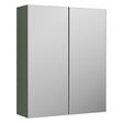 Nuie Arno 715mm High x 600mm Wide Mirrored Bathroom Cabinet (50/50) - Satin Green - OFF817