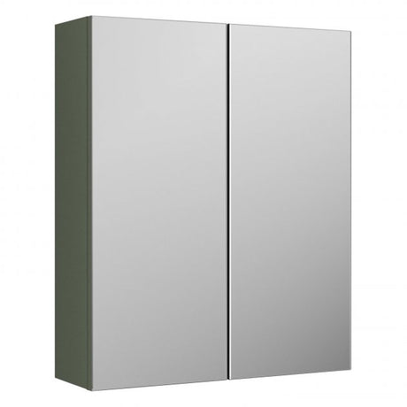 Nuie Arno 715mm High x 600mm Wide Mirrored Bathroom Cabinet (50/50) - Satin Green - OFF817