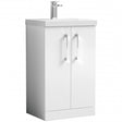 Nuie Arno 500mm Wide Floor Standing 2-Door Vanity Unit with Basin-1 - Gloss White - ARN101A