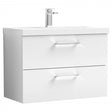 Nuie Arno 800mm Wide Wall Hung 2-Drawer Vanity Unit with Basin-1 - Gloss White - ARN126A