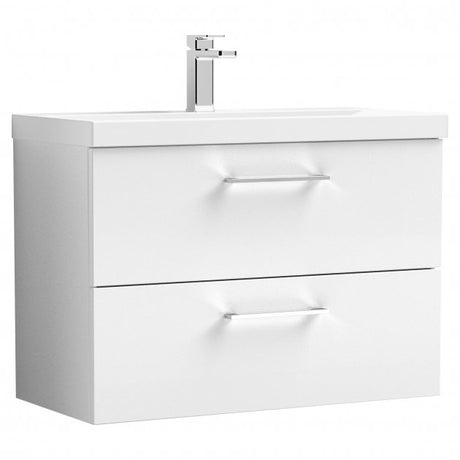 Nuie Arno 800mm Wide Wall Hung 2-Drawer Vanity Unit with Basin-1 - Gloss White - ARN126A