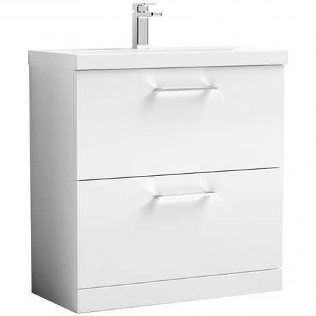 Nuie Arno 800mm Wide Floor Standing 2-Drawer Vanity Unit with Basin-1 - Gloss White - ARN135A