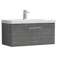 Nuie Arno 800mm Wide Wall Hung 1-Drawer Vanity Unit with Basin-1 - Anthracite Woodgrain - ARN525A
